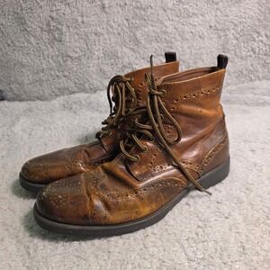 Aston Grey Staten Wingtip Brogue Boots Brown Leather Mens 9.5 Distressed